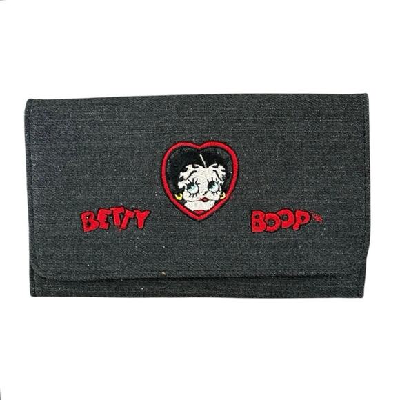 Betty Boop Gray Sparkle Embroidered Wallet - Picture 1 of 5